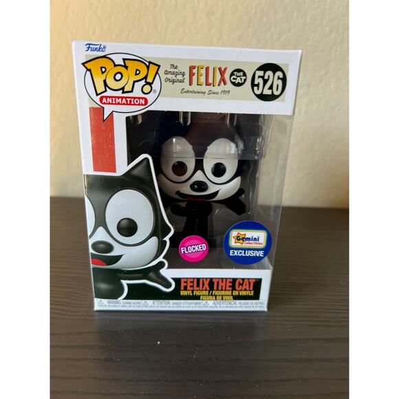EXCLUSIVE FLOCKED (FUZZY) Felix the Cat Funko Pop #526 Animation Cartoons TV - Picture 1 of 6